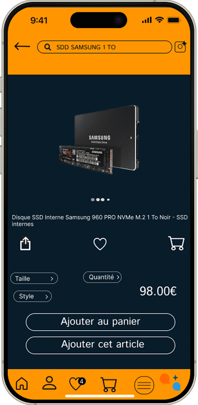 Fiche produit Amazon redesign en mode nuit